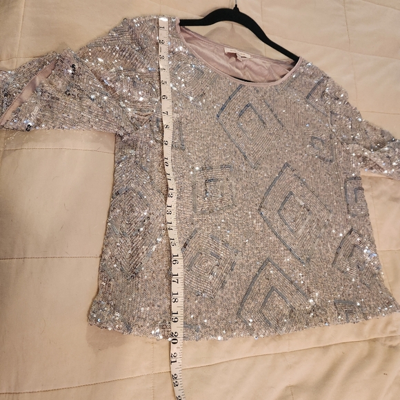 Skies Are Blue Top, Silver Sequined Cropped, Sz Small EUC Party, Cocktail, Club - Picture 11 of 14